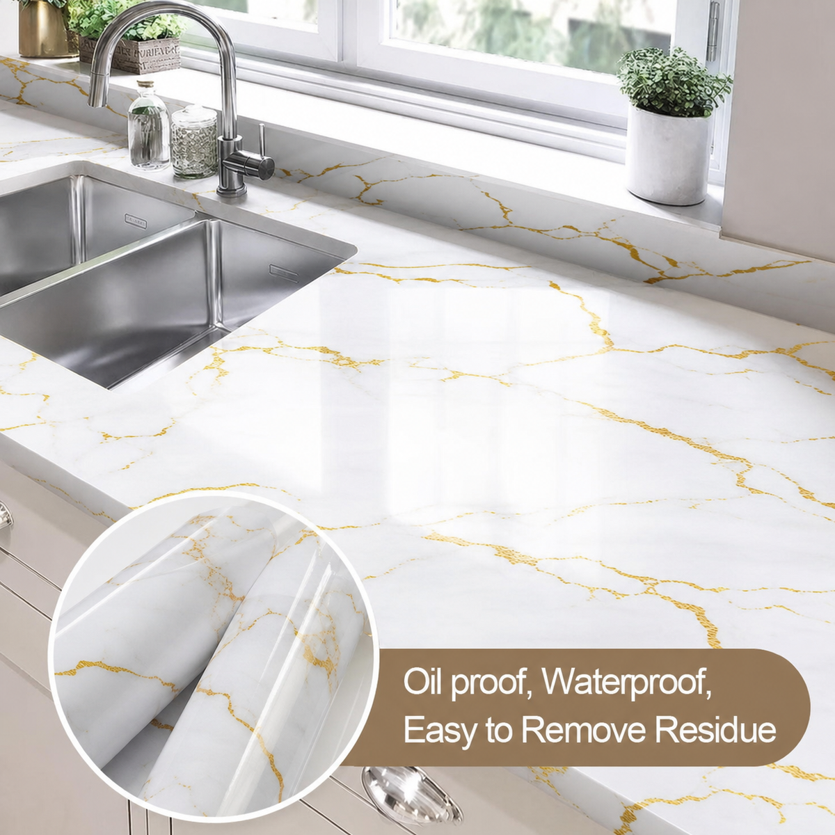 Kitchen Wallpaper Marble Sheet ( Length 200cm Width 60cm )