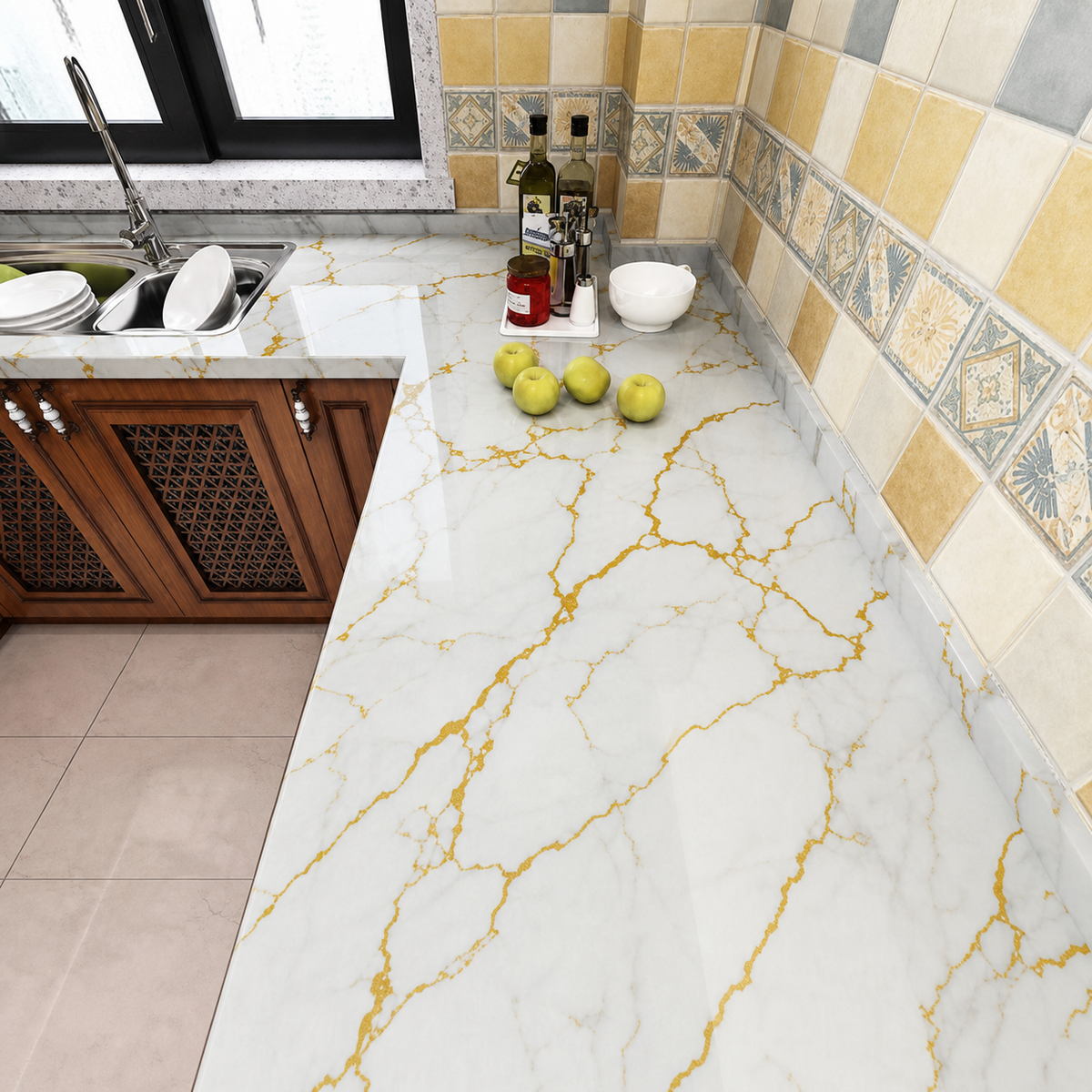 Kitchen Wallpaper Marble Sheet ( Length 200cm Width 60cm )