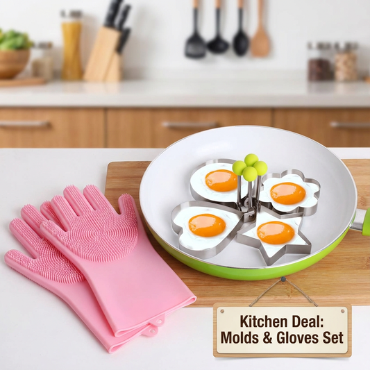Kitchen Deal ( 4 Egg Molds + Washing Gloves )