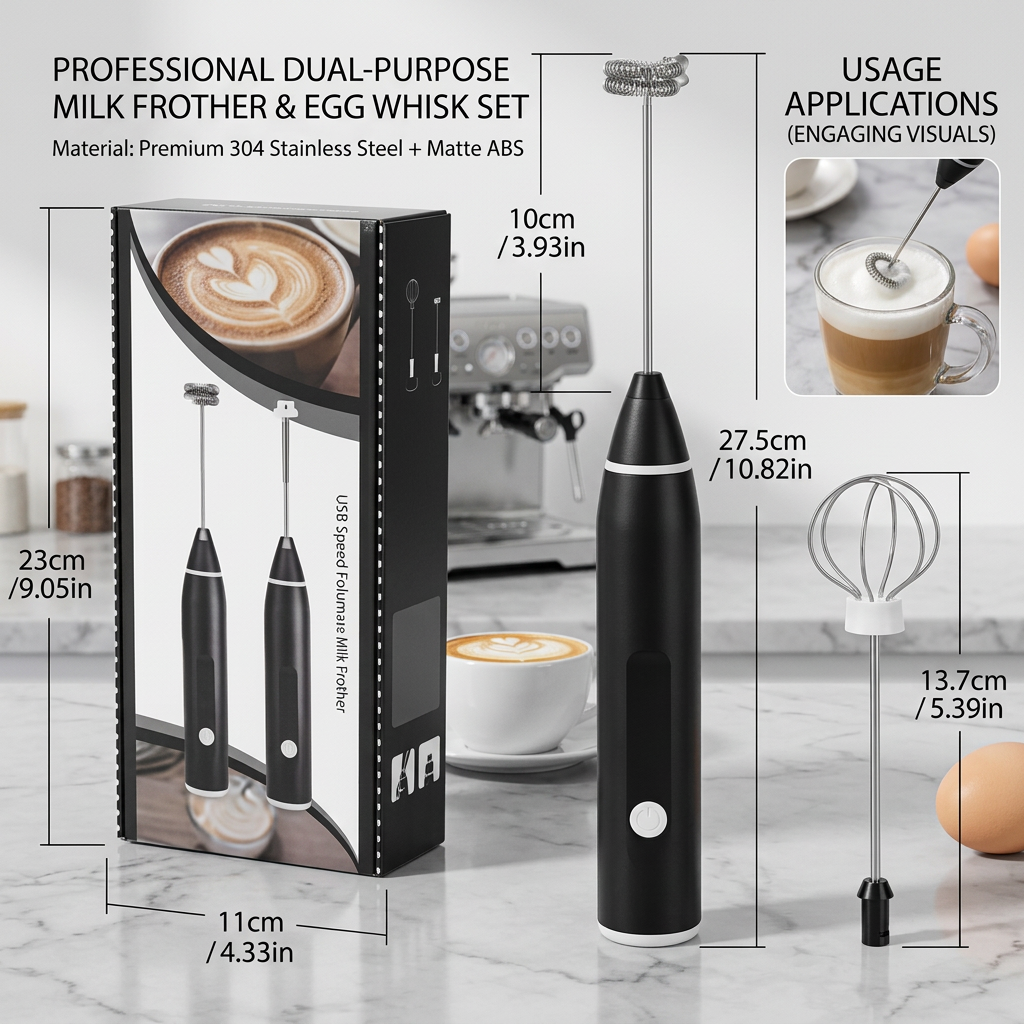 Rechargeable Coffee Beater, Milk Frother, Egg Beater